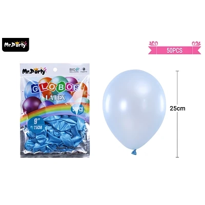 GLOBOS DE LATEX PERLADO CELESTE 25CM 50PCS - 1