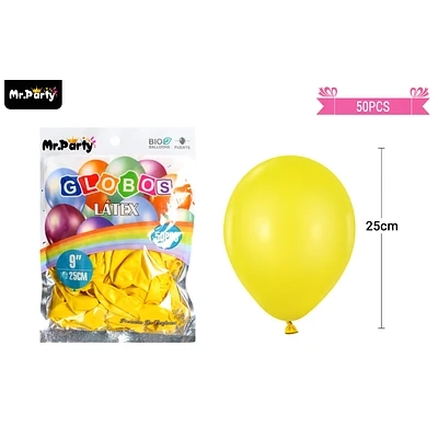 GLOBOS DE LATEX PERLADO AMARILLO 25CM 50PCS - 1