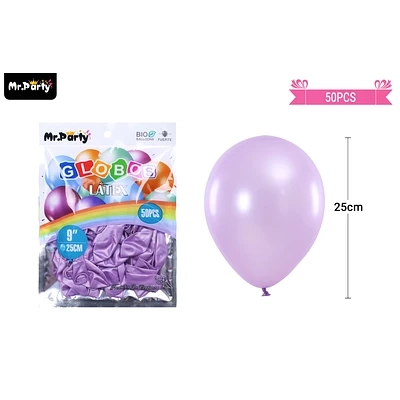 GLOBOS DE LATEX PERLADO LILA 25CM 50PCS - 1