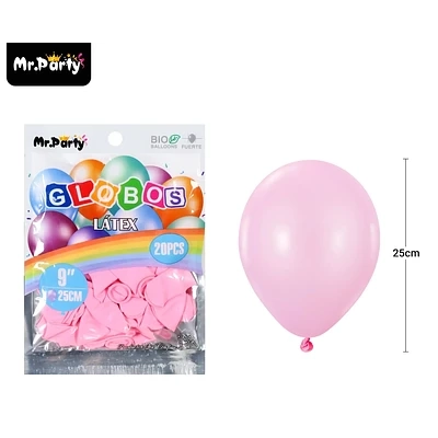 GLOBOS DE LATEX ROSA CLARO MATE 25CM 20PCS - 1