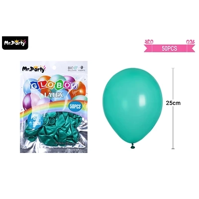 GLOBOS DE LATEX PERLADO VERDE OSCURO 25CM 50PCS - 1