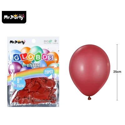 GLOBOS DE LATEX GRANATE MATE 25CM 20PCS - 1