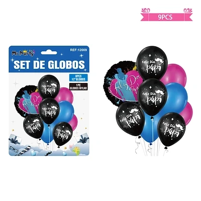 SET DE GLOBOS FELIZ DIA DE PAPA 9PCS - 1