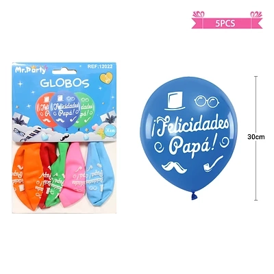 SET DE GLOBOS FELICIDADES PAPA 30CM 5PCS - 1