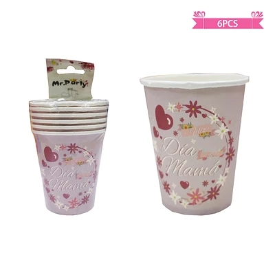VASO DE PAPEL PARA DIA DE MAMA 6PCS - 1