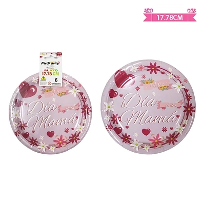 PLATOS DE PAPEL PARA DIA DE MAMA 17.78CM 6PCS - 1