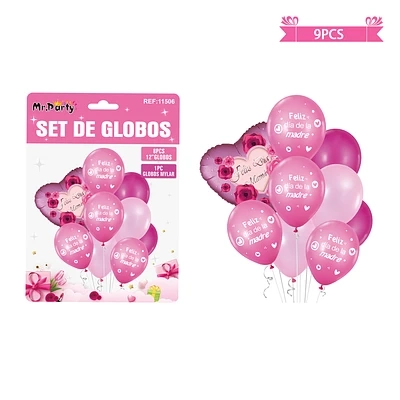 SET DE GLOBOS FELIZ DIA MAMA 9PCS - 1