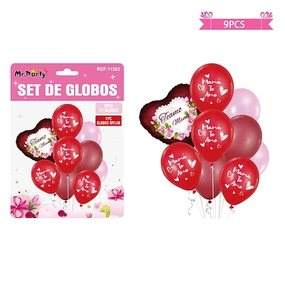 SET DE GLOBOS MAMA TE AMO 9PCS - 1