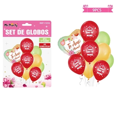 SET DE GLOBOS TE AMO MAMA 9PCS - 1