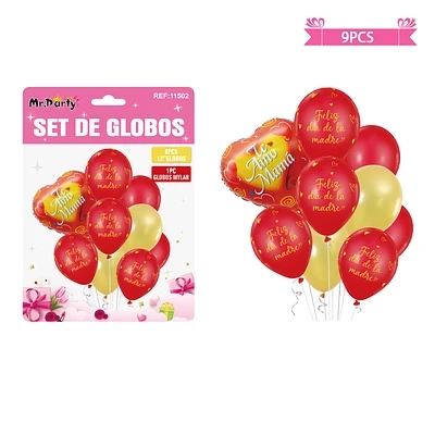 SET DE GLOBOS FELIZ DIA DE LA MADRE 9PCS - 1