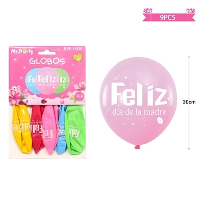 SET DE GLOBOS FELIZ DIA DE LA MADRE 30CM 5PCS - 1