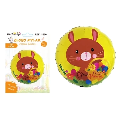 GLOBO METALICO CON CONEJO DE PASCUA 45CM - 1