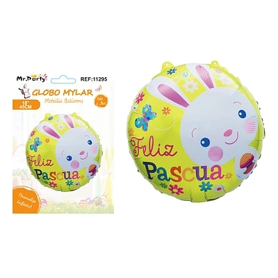 GLOBO METALICO CON CONEJO FELIZ PASCUA 45CM - 1