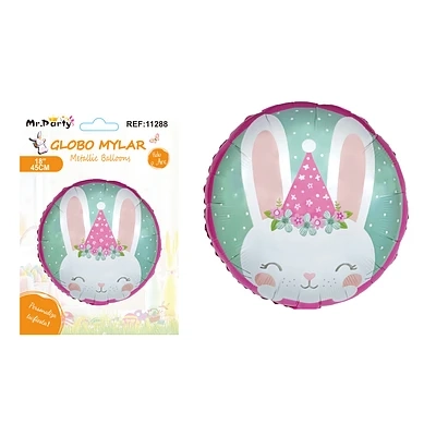 GLOBO METALICO CON CONEJO DE PASCUA 45CM - 1