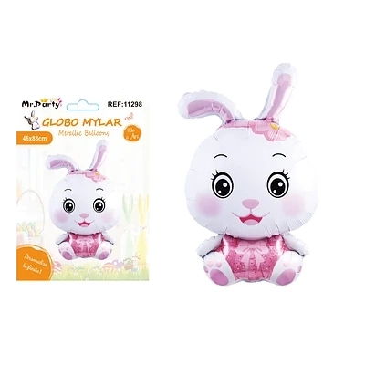 GLOBO METALIZADO CONEJO DE PASCUA COLOR ROSADO 46*83CM - 1