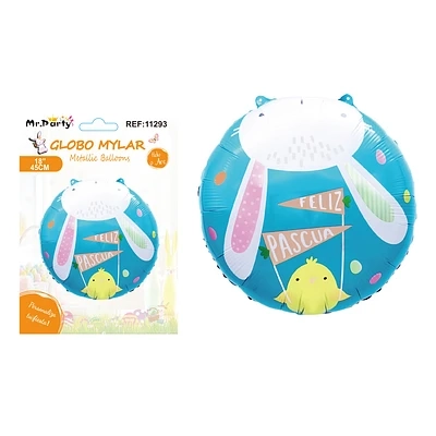 GLOBO METALICO CON CONEJO DE PASCUA 45CM - 1
