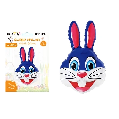 GLOBO METALIZADO CONEJO DE PASCUA COLOR AZUL 44.5*76.5CM - 1
