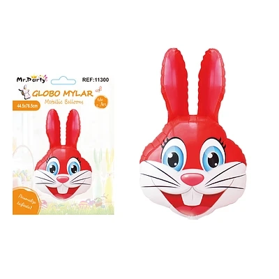 GLOBO METALIZADO CONEJO DE PASCUA COLOR ROJO 44.5*76.5CM - 1