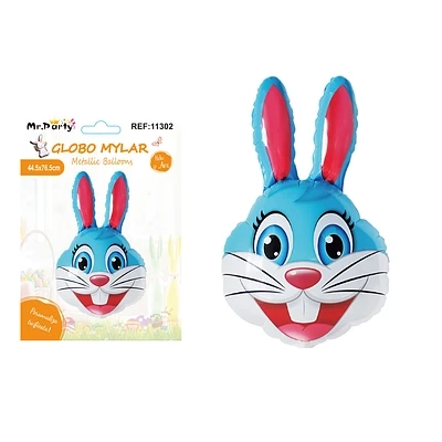 GLOBO METALIZADO CONEJO DE PASCUA COLOR CELESTE 44.5*76.5CM - 1
