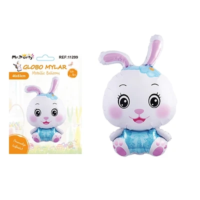 GLOBO METALIZADO CONEJO DE PASCUA COLOR AZUL 46*83CM - 1
