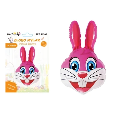 GLOBO METALIZADO CONEJO DE PASCUA COLOR ROSADO 44.5*76.5CM - 1