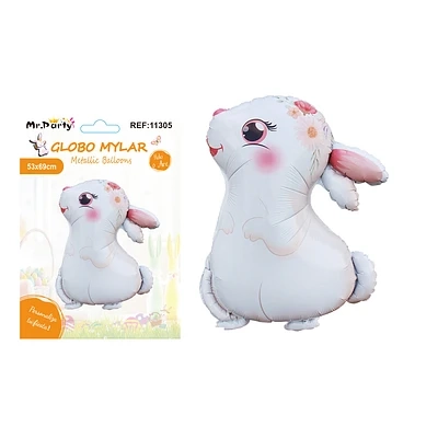 GLOBO METALIZADO CONEJO DE PASCUA COLOR BLANCO 53*69CM - 1