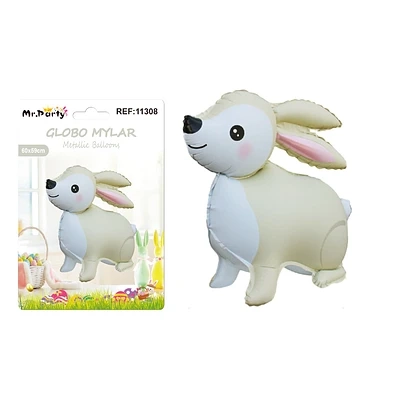 GLOBO METALIZADO CONEJO DE PASCUA COLOR BEIGE 60*59CM - 1