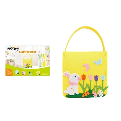 CANASTA DE CONEJO BLANCO CON LIRIO DE PASCUA COLOR AMARILLO - 1