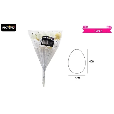HUEVOS DE PASCUA CON PALITOS 3*4CM 12PCS - 1