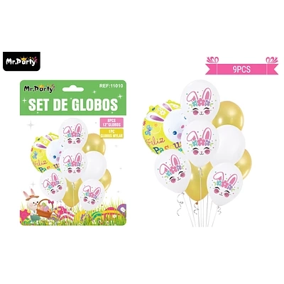 SET DE GLOBOS CONEJO DE PASCUA 9PCS - 1