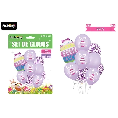 SET DE GLOBOS CONEJO DE PASCUA 9PCS - 1
