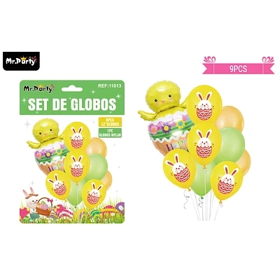SET DE GLOBOS CONEJO DE PASCUA 9PCS - 1