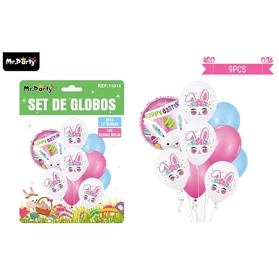 SET DE GLOBOS CONEJO DE PASCUA 9PCS - 1