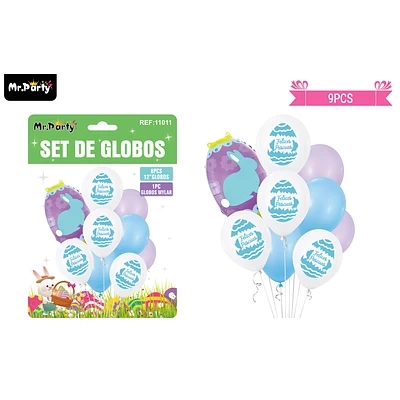 SET DE GLOBOS CONEJO DE PASCUA 9PCS - 1