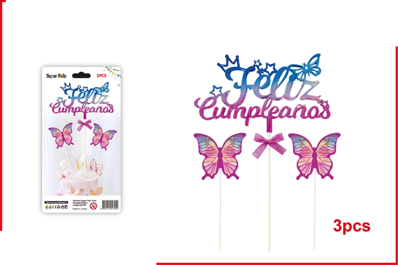 TOPPER (FELIZ CUMPLEAÑOS CON MARIPOSAS) - 1