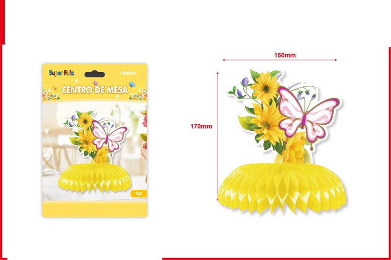 CENTRO MESA AMARILLO (CON FLORES Y MARIPOSAS) - 1