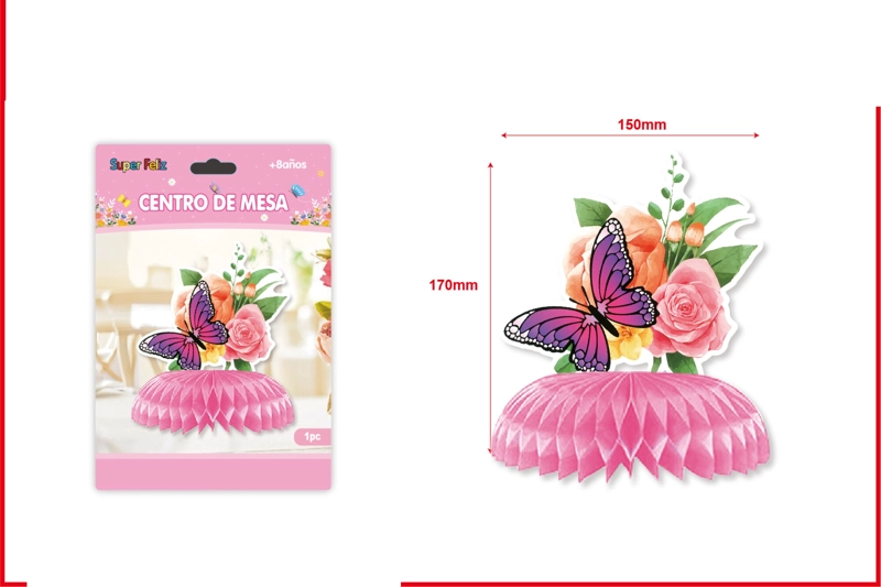 CENTRO MESA ROSADO (CON FLORES Y MARIPOSAS) - 1