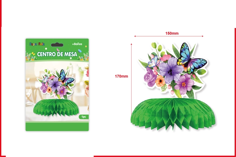 CENTRO MESA VERDE (CON FLORES Y MARIPOSAS) - 1