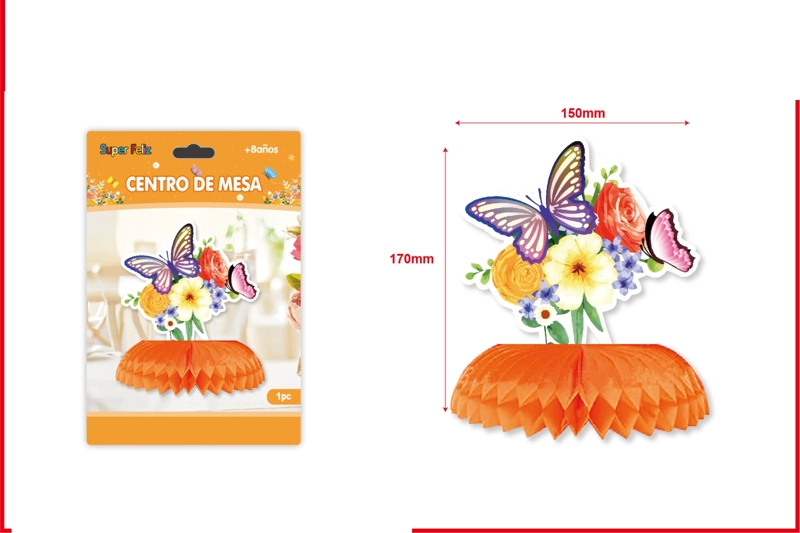 CENTRO MESA NARANJA (CON FLORES Y MARIPOSAS) - 1