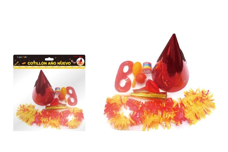 SET DE COTILLON AÑO NUEVO (ROJO/NARANJA) - 1