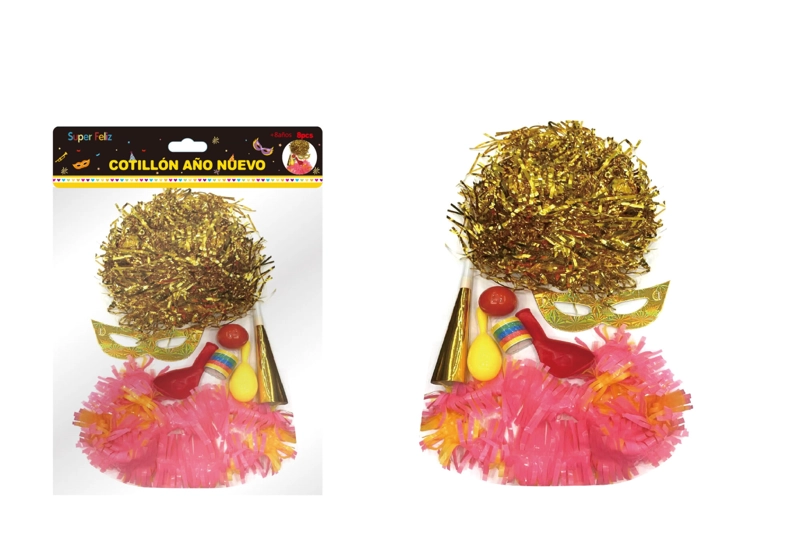 SET DE COTILLON AÑO NUEVO (DORADO/ROSADO) - 1