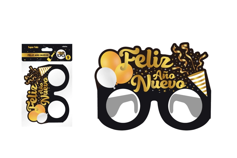 ANTIFAZ AÑO NUEVO (LENTE/DORADO/GLOBO/CONFETTI) - 1