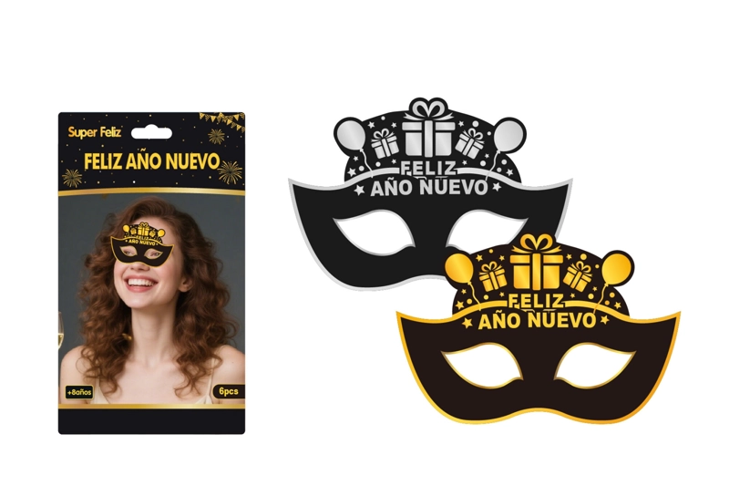 ANTIFAZ AÑO NUEVO (LENTE/DORADO/PLATEADO/REGALO/GLOBOS) - 1