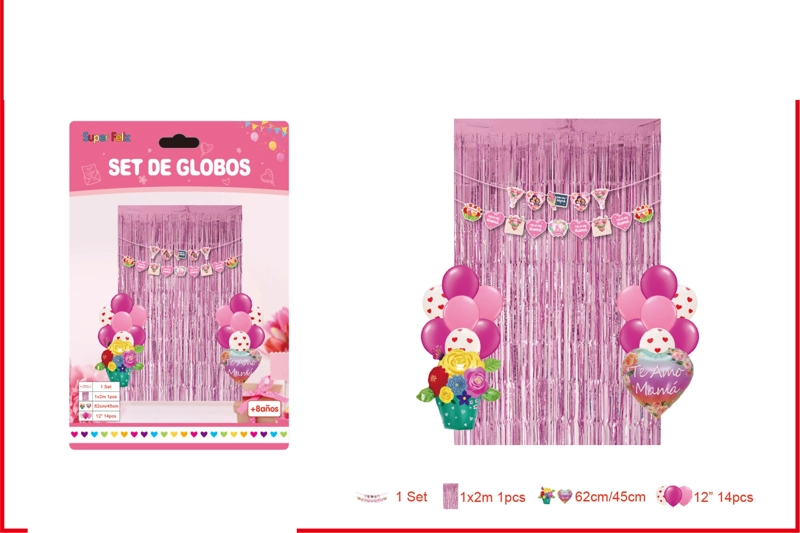 SET DE GLOBOS PARA EL DIA DE LA MADRE ROJO ROSADO - 1