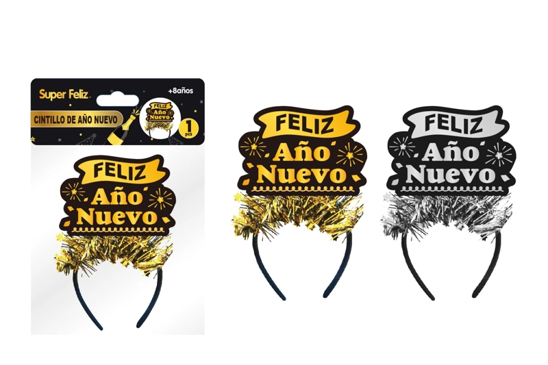 CINTILLO AÑO NUEVO (DORADO/PLATEADO/PLUMAS) - 1