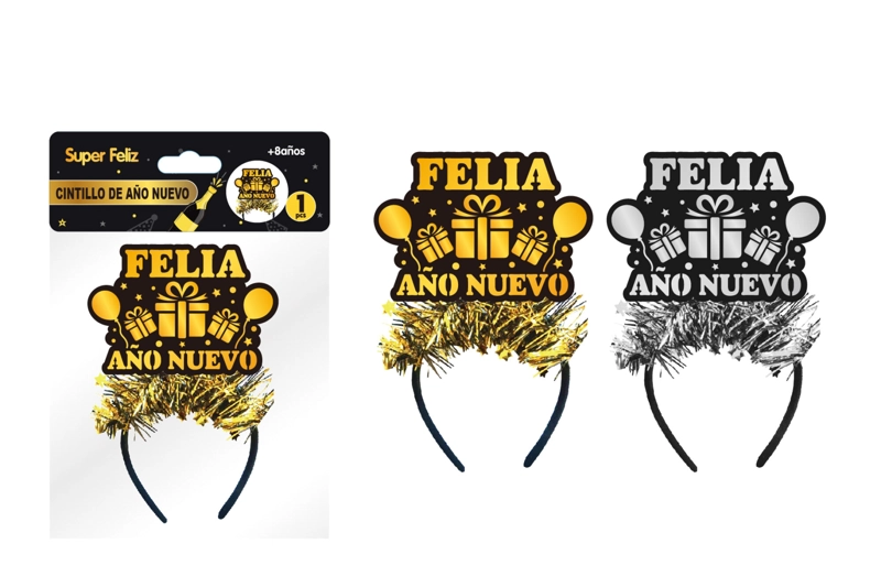 CINTILLO AÑO NUEVO (DORADO/PLATEADO/PLUMAS/REGALO/GLOBO) - 1