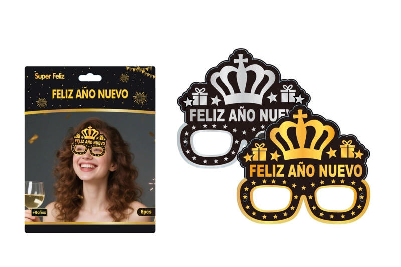ANTIFAZ AÑO NUEVO (DORADO/PLATEADO/CORONA/REGALO) - 1