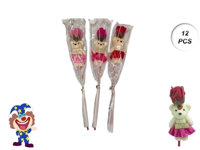 FLORES 12 PCS (VARIOS COLORES CON OSITO) - 1