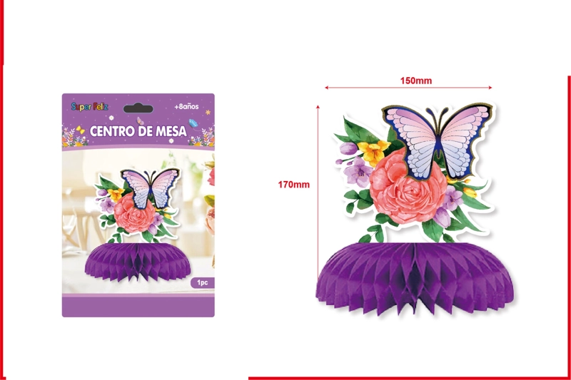CENTRO MESA MORADO (CON FLORES Y MARIPOSAS) - 1