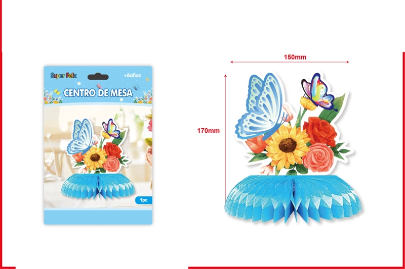 CENTRO MESA AZUL (CON FLORES Y MARIPOSAS) - 1